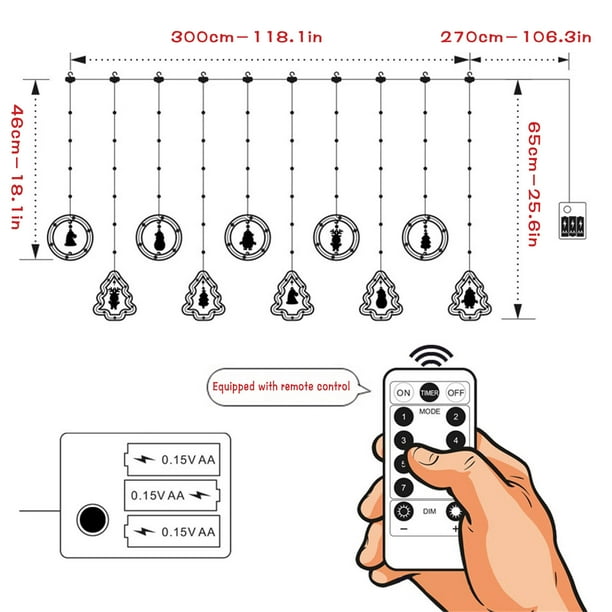 WREESH Christmas String Lights 120 LED 10Pcs Santa Fairys Lights Twinkling  Light USB/Battery Powered With Remote Control Hanging Xmas Tree Ornaments  Clearance 