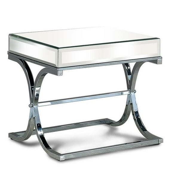 Bowery Hill Contemporary Metal Square End Table in Chrome