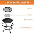 thumbnail image 3 of 22-inch Outdoor Fire Pit, Durable Firepit with Mesh Lid, Log Grate, and Fire Poker, Waterproof Cover. Small Fire Pit for Outside Backyard, Camping, Beach, 3 of 7