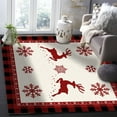 thumbnail image 6 of Christmas Reindeer Area Rug 4x6ft Snowflake Red Plaid Non-Slip Washable Square Rugs Soft Felt Indoor Floor Mat for Bedroom Kitchen Living Room Bathroom, 6 of 8