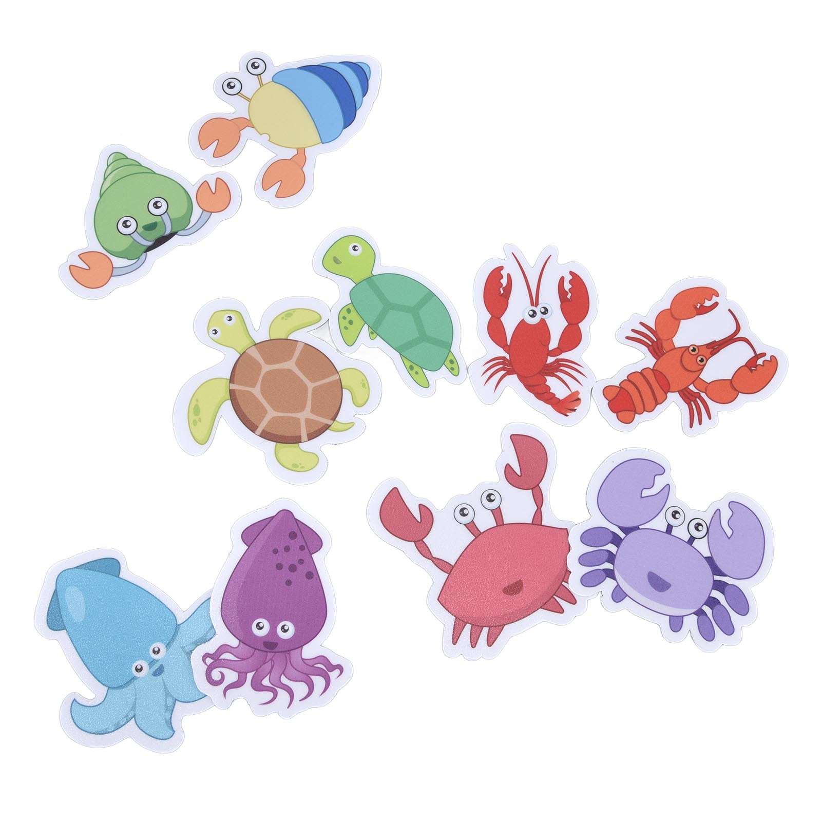 Spptty 10pcs Bathtub Cartoon Stickers Removable PVC Bathtub Sea Animal Decals For Floor Stair