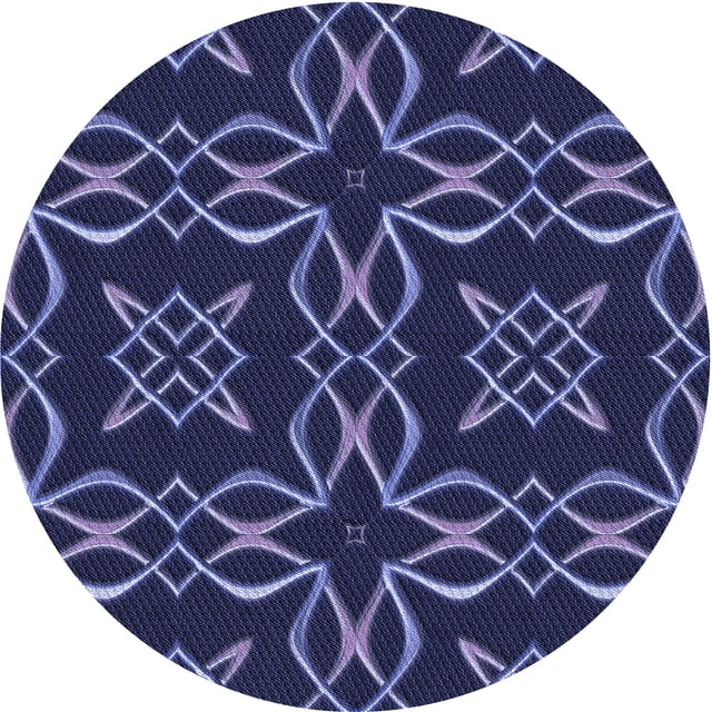 Ahgly Company Tapis d'Intérieur Lavables en Machine, Ronds de Transition, Bleu Nuit, 7' Ronds