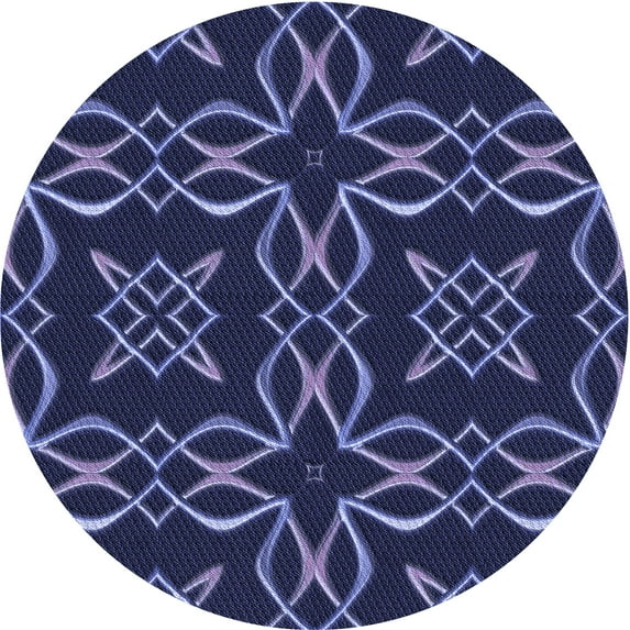 Ahgly Company Indoor Round Patterned Night Blue Area Rugs, 6' Round