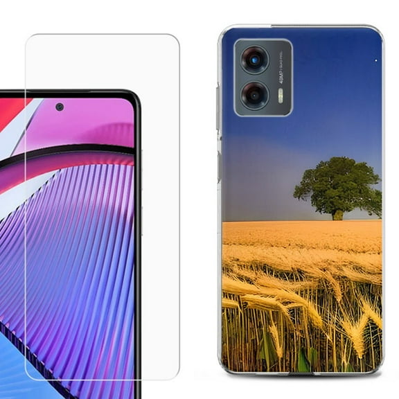 OneToughShield ® Compatible with Motorola Moto G 5G 2023, Shockproof Phone Case, with Tempered Glass Screen Protector - Wheatfield