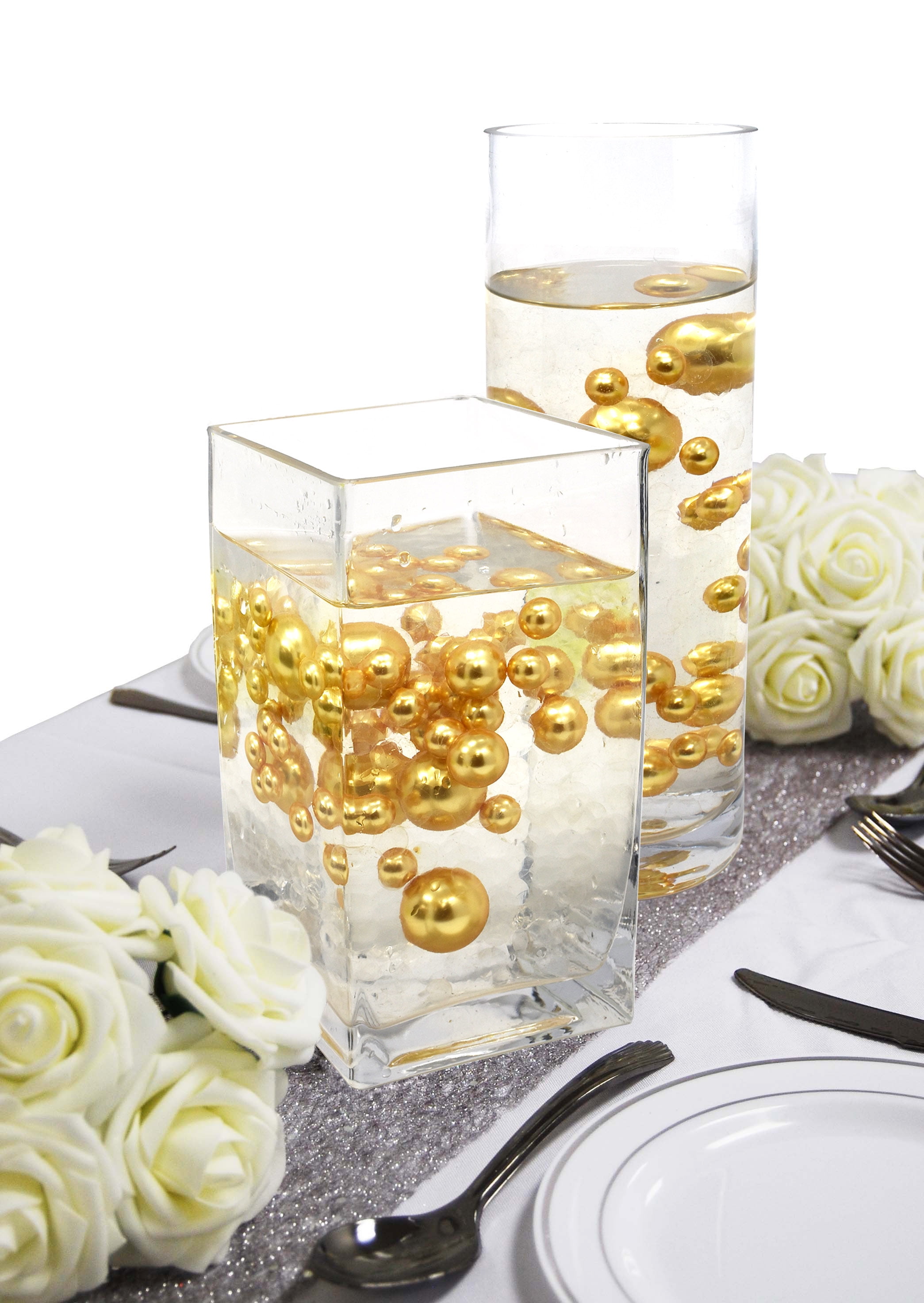 table Scatter Yellow Vase Filler Pearls Floating Pearl Centerpiece 