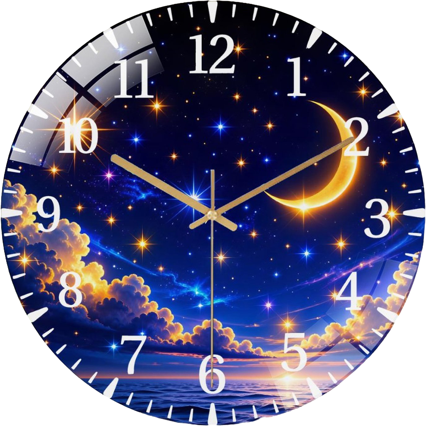 12 Inch Glowing Stars Night Sky Celestial Galaxy Decor Glass Wall Clock for Wall Decor , Office Room, Living Room Style 12Ć12inch(30Ć30cm)