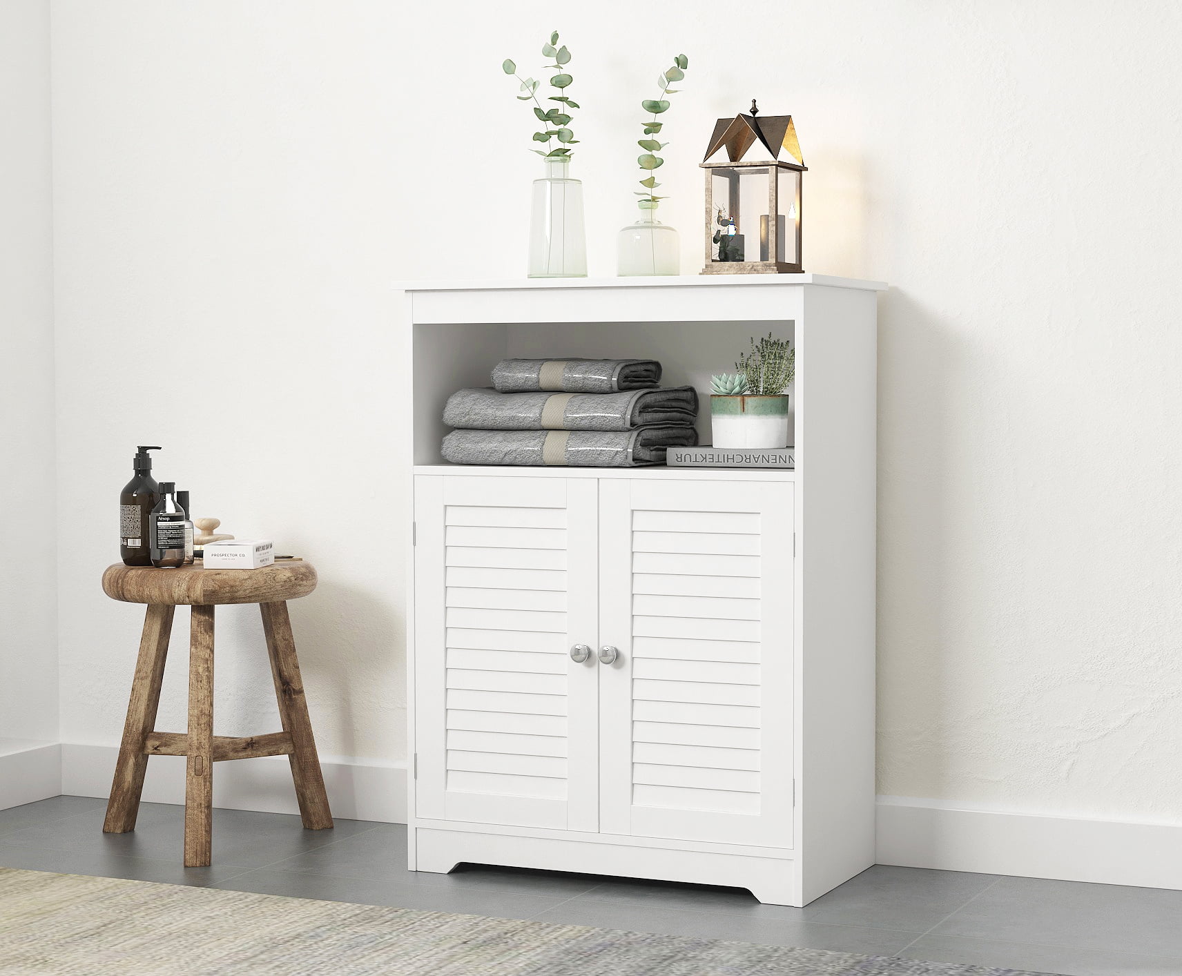 Double door floor cabinet white