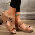 thumbnail image 5 of longantii Womens Orthopedic Sandals Non Slip Slip on Arch Support Flat Wedge Sandals Wide Hiking Shoes 2026 Comfort Foam Shoes Brown, 5 of 8