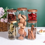LEAVES AND TREES Y Glass 5-Cup Stackable Food Storage Canisters with Wood Lids, Set of 5