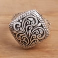 thumbnail image 2 of NOVICA Artisan Handmade .925 Sterling Silver Signet Ring Crafted Indonesian Style Cocktail 'Java Square', 2 of 9