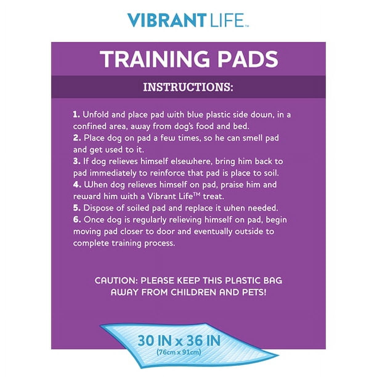 Vibrant Life Training Pads – Super Absorbent, Leak Proof, & Fast Dry Dog and Puppy Pee Pads – XXL 30 in x 36 in, 100 Count