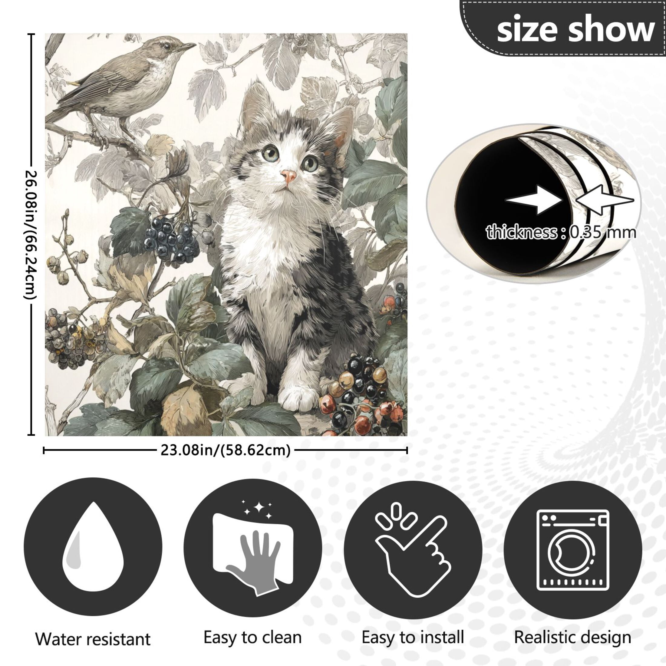 Dishwasher Sticker Magnetic Dishwasher Sticker Magnetic Decorative Sticker Refrigerator Sticker Dishwasher Decorative Stickers Cute Cat and Bird