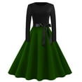 thumbnail image 3 of PXLKNZH Long Sleeve Dresses for Women Knee Length Hepburn A Line Dress with Belt Cocktail Party Evening Dresses,Mint Green,XXL, 3 of 3