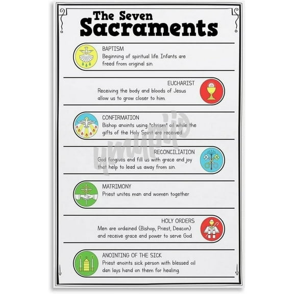 The Seven Sacraments Wall Art Posters Bible Art Poster (1) Canvas Painting Posters And Prints Wall Art for Living Room Bedroom Decor