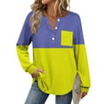 thumbnail image 7 of Craaazy Long Sleeve Shirts For Women Color Blocking Printing Blouses Long Sleeve Tops Button V-Neck Pullover Pocket Sweatshirts Gifts, 7 of 7