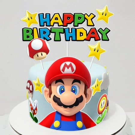 10 PCS Mario Birthday Party Supplies, Cake Decorations for Birthday Party Decorations Theme Birthday Party Supplies