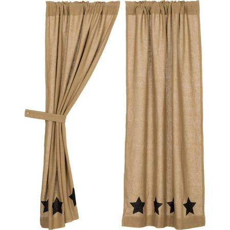 Vhc Brands Classic Country Primitive Window Burlap W Stars Tan