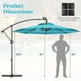 thumbnail image 3 of Gymax 10Ft Offset Hanging Umbrella Patio Outdoor w/ 32 Solar LED Lights Turquoise, 3 of 10