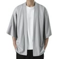 thumbnail image 1 of Men's Solid Drop Shoulder Kimono Jacket Open Front Cardigan Cloak Wool Cardigan Sweater Button Button up Cardigan for Men Button up Sweater for Men Mens Cardigan Cardigan Sweater Mens Mens Cardigan, 1 of 4