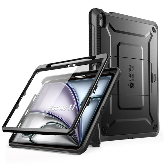 SUPCASE for iPad Air 11 Inch Case 6th Generation M2 2024, [Built-in Screen Protector & Pencil Holder & Stand] Full-Body Rugged Cover for iPad Air 6th/5th/4th Gen (11/10.9 Inch, 2024/2022/2020), Black