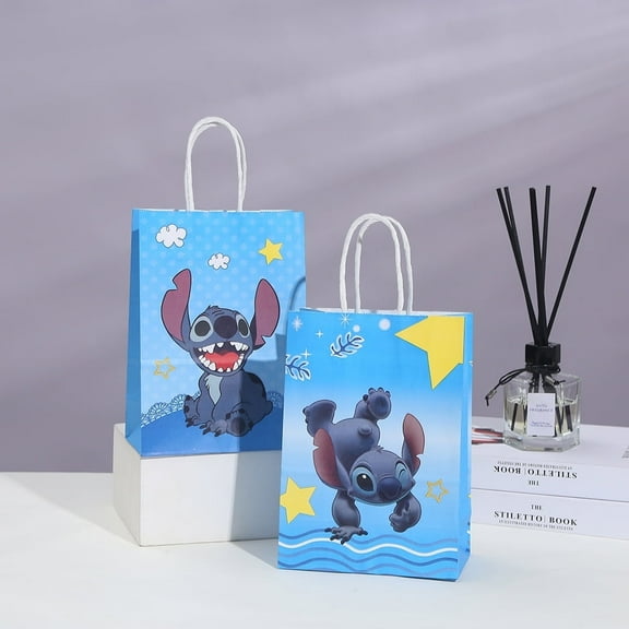 12 PCS Party Favor Candy Bags for  Cartoon Themed Birthday Supplies Decor Kraft Paper Gift Bag.
