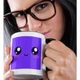 thumbnail image 2 of 3dRose, Purple Cute smiling Square - Adorable and Kawaii Cartoony Smiling Face - Girly Sweet happy Cartoon, 15oz Two-Tone Black Mug, 2 of 7