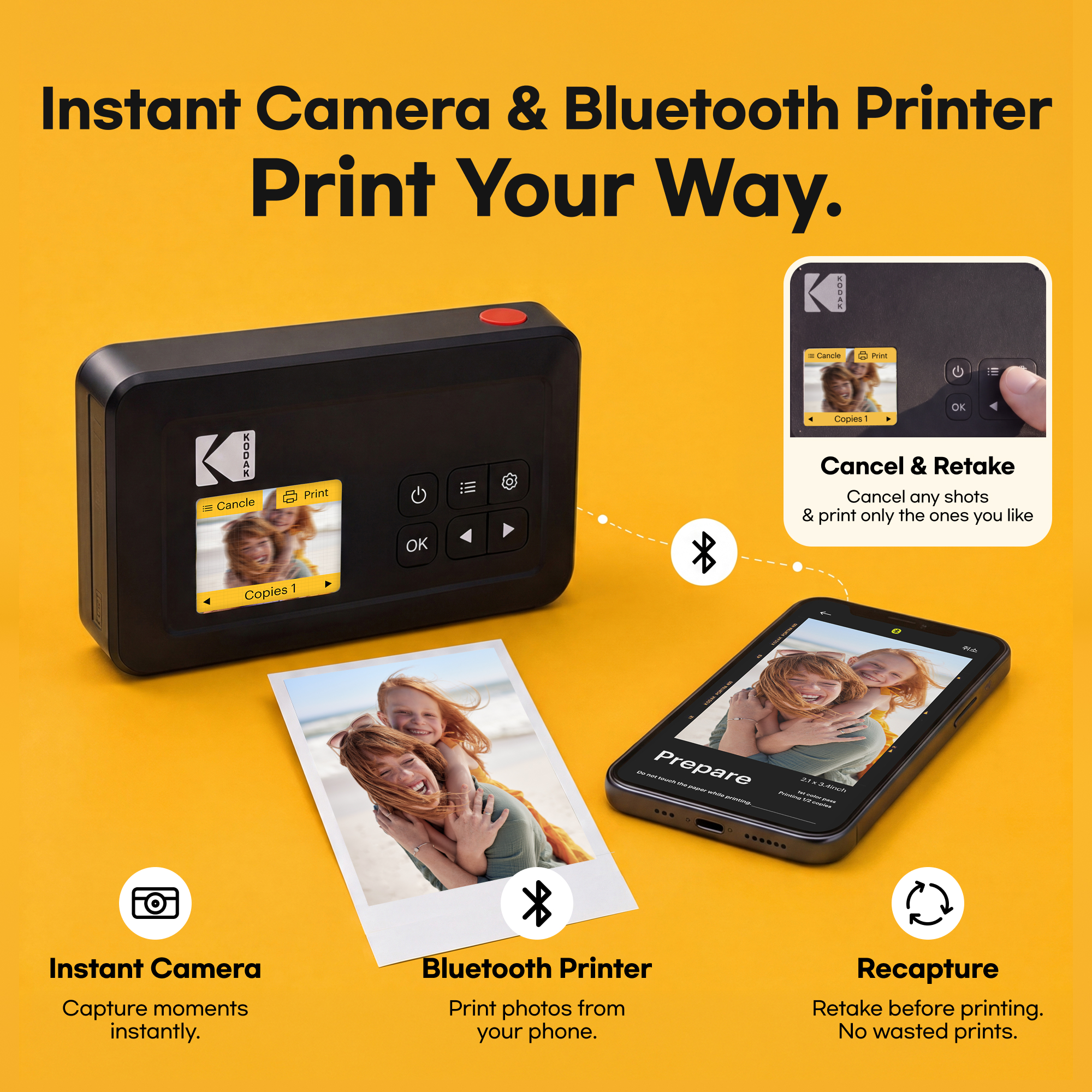 Kodak Mini Shot 2 Retro 2-in-1 Camera Printer White photo 4