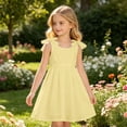 thumbnail image 2 of Fgnfyis Toddler Princess Dress Printed Tie Strap Sleeveless Lightweight Cute Pattern Casual Girls Summer Dress Light Yellow 9-10 Years, 2 of 4