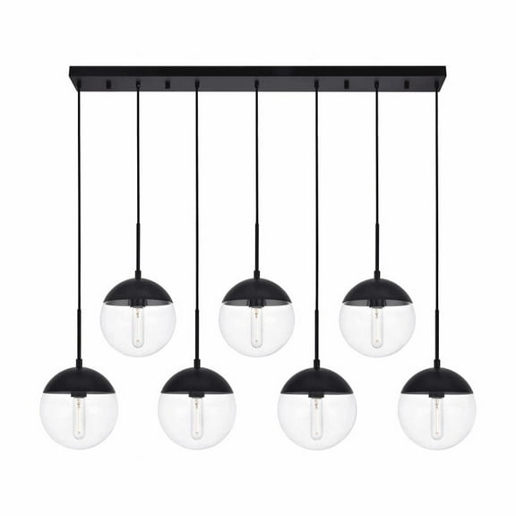 Eclipse 7 Lights Black Pendant With Clear Glass