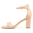 thumbnail image 2 of FSJ Women Classic Round Open Toe Ankle Strap Sandals Chunky Block Heel Single Band Pumps Comfortable Wedding Guest Dress Shoes Size 14 Nude, 2 of 4