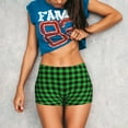 thumbnail image 3 of Fotbe Buffalo Plaid Green Black Seamless Shorts, Womens Workout Shorts High Waist Stretch Booty Short for Gym/Yoga/Running/Biking-, 3 of 9