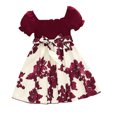thumbnail image 2 of WOLLED Toddler Baby Girls Short Flare Sleeve Dresses 4-7y Kids Square Neck Floral Princess Dress Casual Square Neck Tutu Dress Summer Party Princess Dress with Bowknot, 2 of 11