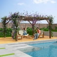 thumbnail image 4 of Luku 12x14 FT Wooden Pergola, Cedar Wood Gazebo with Arched Roof, Outdoor Garden Shelter with Stakes Included, Patio, Deck, Backyard, Lawn, 4 of 8