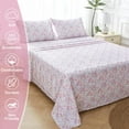 thumbnail image 3 of Floral Queen Sheets Soft Breathable Microfiber Vintage Printed Bed Sheet Set Deep Pocket Fitted Sheet Included Flower Pattern, 3 of 7