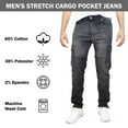 thumbnail image 4 of Men's 3-Pack Stretch Cargo Pocket Jeans - Classic Denim Look with Flexibility & Comfort (Sizes: 30-42), 4 of 5