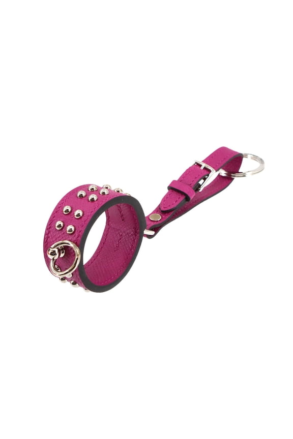 Pre-Owned Hermes Herms Collier de Chien Anneaux bag charm, Epsom rose purple with C...