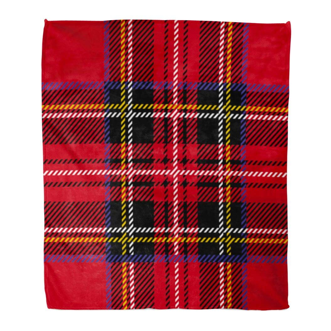 ASHLEIGH Flannel Throw Blanket Red Plaid Pattern Printing Royal Stewart