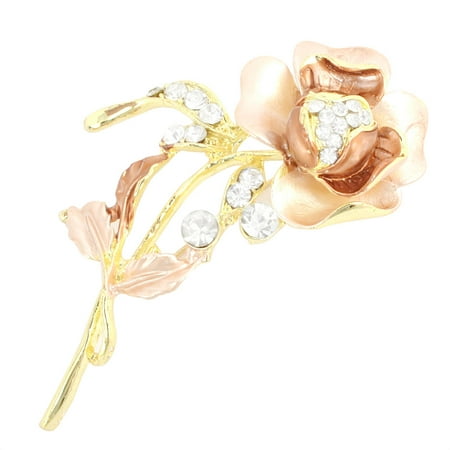- Unique Bargains Garment Ornament Shiny Rhinestone Decoration Pin Brooch Pink Brown for Ladies