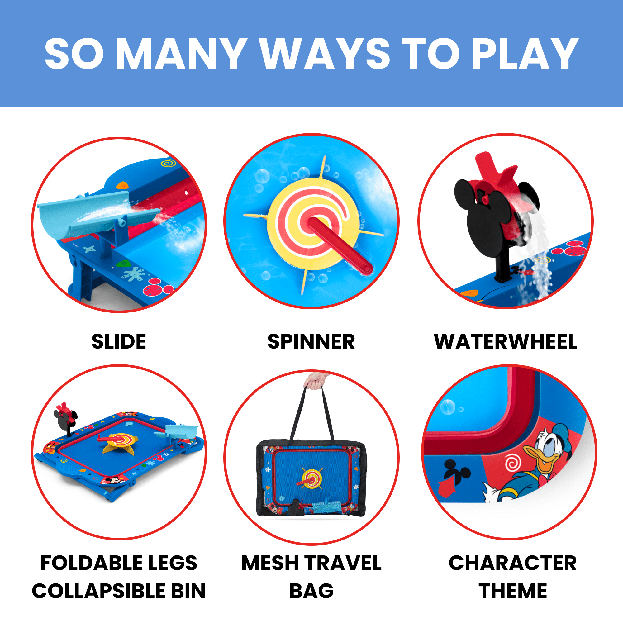Disney Mickey Mouse Water Activity Table by Delta Children - Collapsible & Portable - Ideal for Travel, Blue