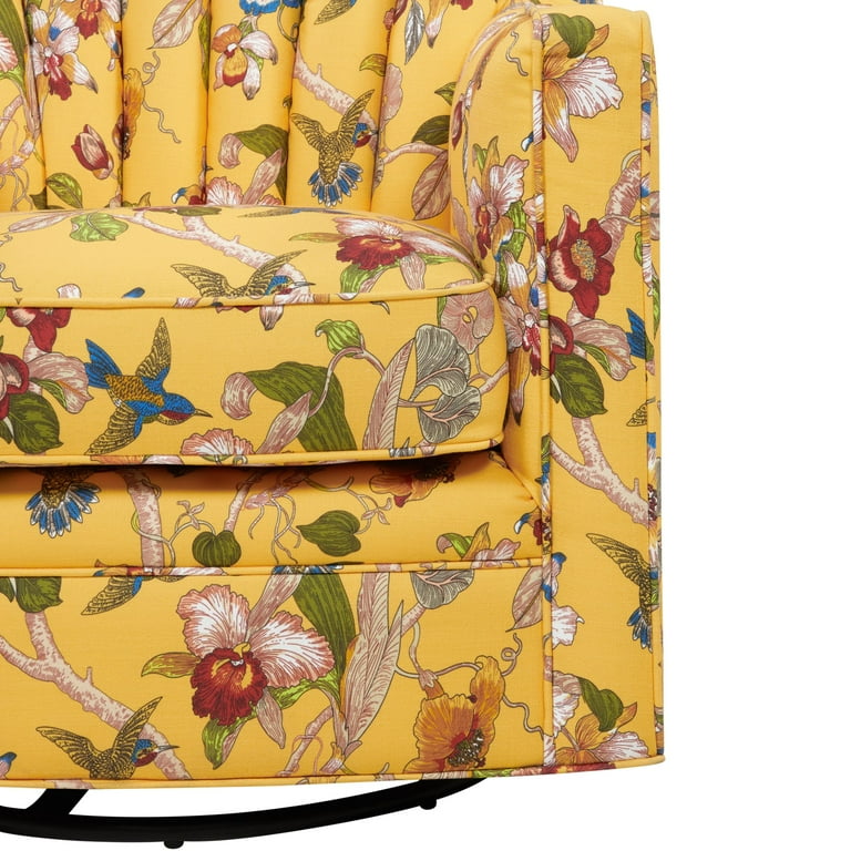 Homesvale Zoe Swivel Armchair Yellow Multi Floral