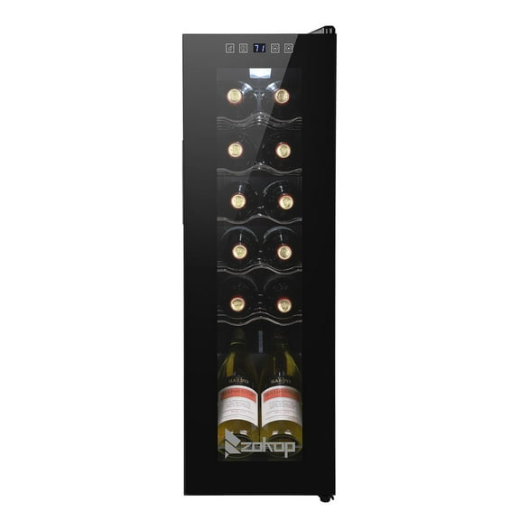 Winado Compact Mini Wine Fridge 12 Bottle Capacity, Digital Control, Glass Door