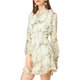 thumbnail image 1 of Vestido de gasa con estampado floral y cintura fruncida de manga larga en V para mujer M Blanco, 1 of 7