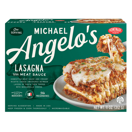 Michael Angelo's Lasagna with Meat Sauce & Ricotta, Frozen Dinners For One, Single Serve, 11 oz