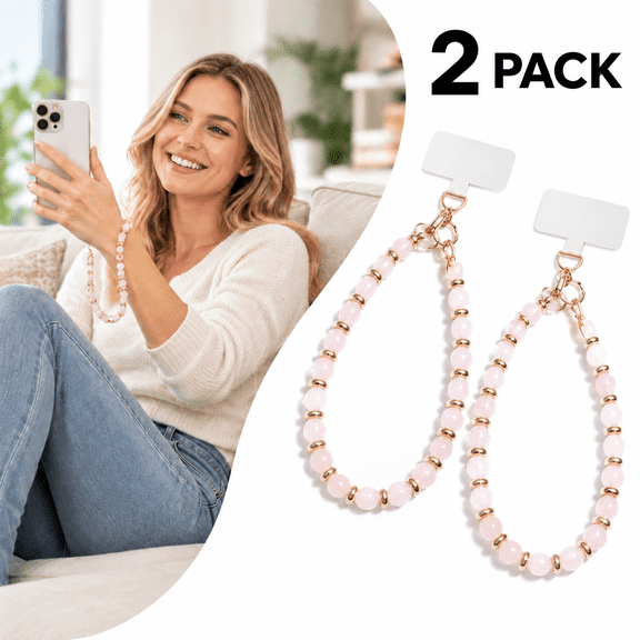 2-Pack Marble Beaded Phone Wrist Strap, Detachable Phone Lanyard, , Beaded Lanyard, Phone Keychain Wristlet with Tether Tab, Anti-Lost Accessories for Daily Shopping & Travel