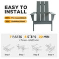 thumbnail image 6 of Tappio 3 Piece Patio Furniture Set, Plastic Adirondack Chairs Set with Side Table, All Weather, Easy Assembly, Gray, 6 of 9