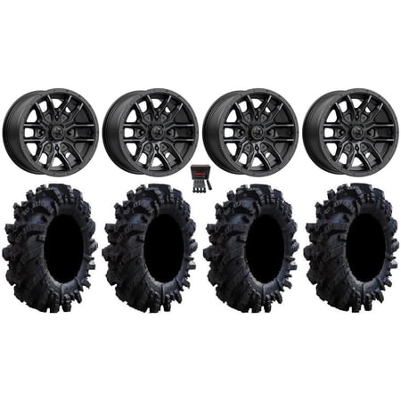MSA Fang 14 Wheels Black 30 Intimidator Tires Honda Rincon Yamaha Rhino Kawasaki Brute Force Suzuki KingQuad