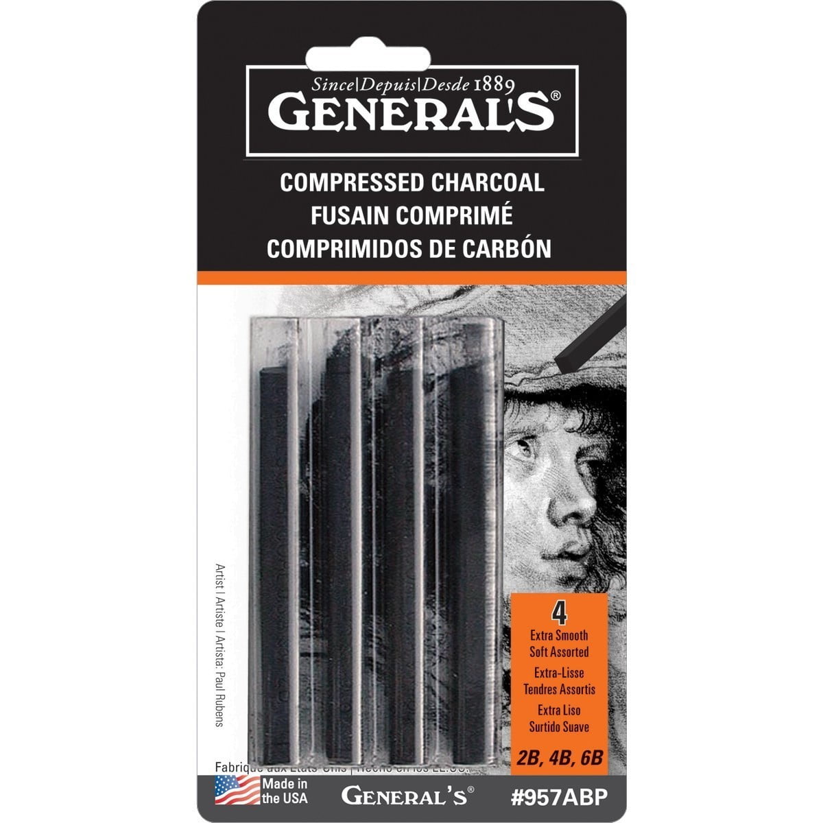 Pro Art Compressed Charcoal 2 Per Card Black