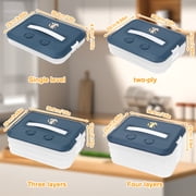 Food Storage Containers with Lids, Plastic Cookie Storage Containers Airtight, 4-Layer Stackable Food Containers Dumpling Storage Box, Blue