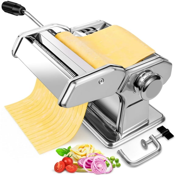 AceChef Pasta Maker with 7 Adjustable Thickness Settings - 2 in 1 Noodle Maker with Rollers and Cutter, Make Spaghetti, Fettuccini, Lasagna