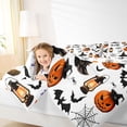 thumbnail image 3 of Manfei Spooky Halloween Bat Full Size Bedding Sets for Kids Teens, Gothic Witch Hat Pumpkin Print Full Size Bed in a Bag, Halloween Reversible, 7pcs, 3 of 7